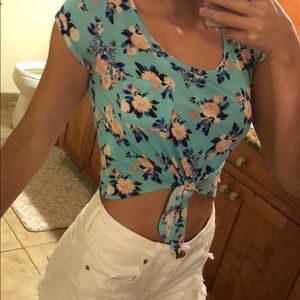 Blue floral crop top